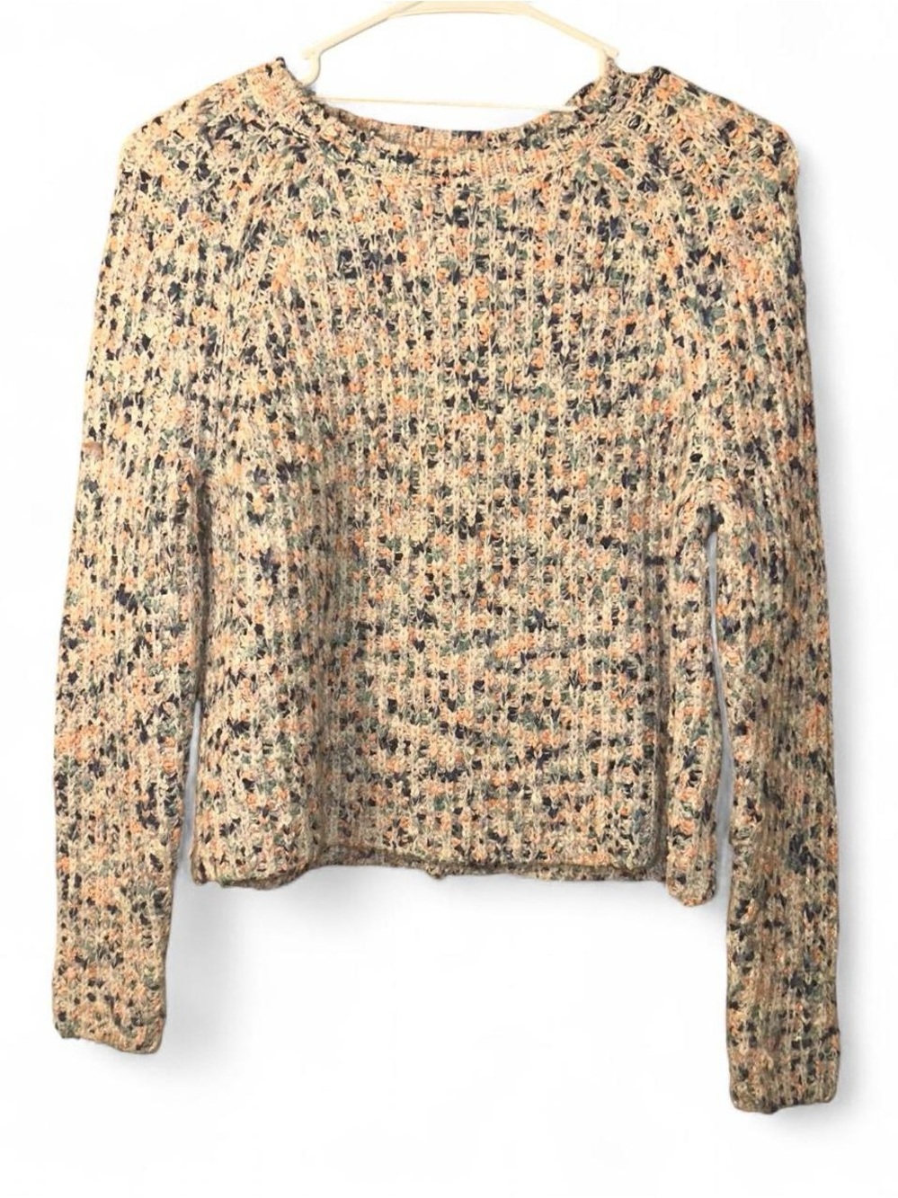Topshop Multicolor Speckled Crewneck Sweater - Cream with Orange & Green Flecks